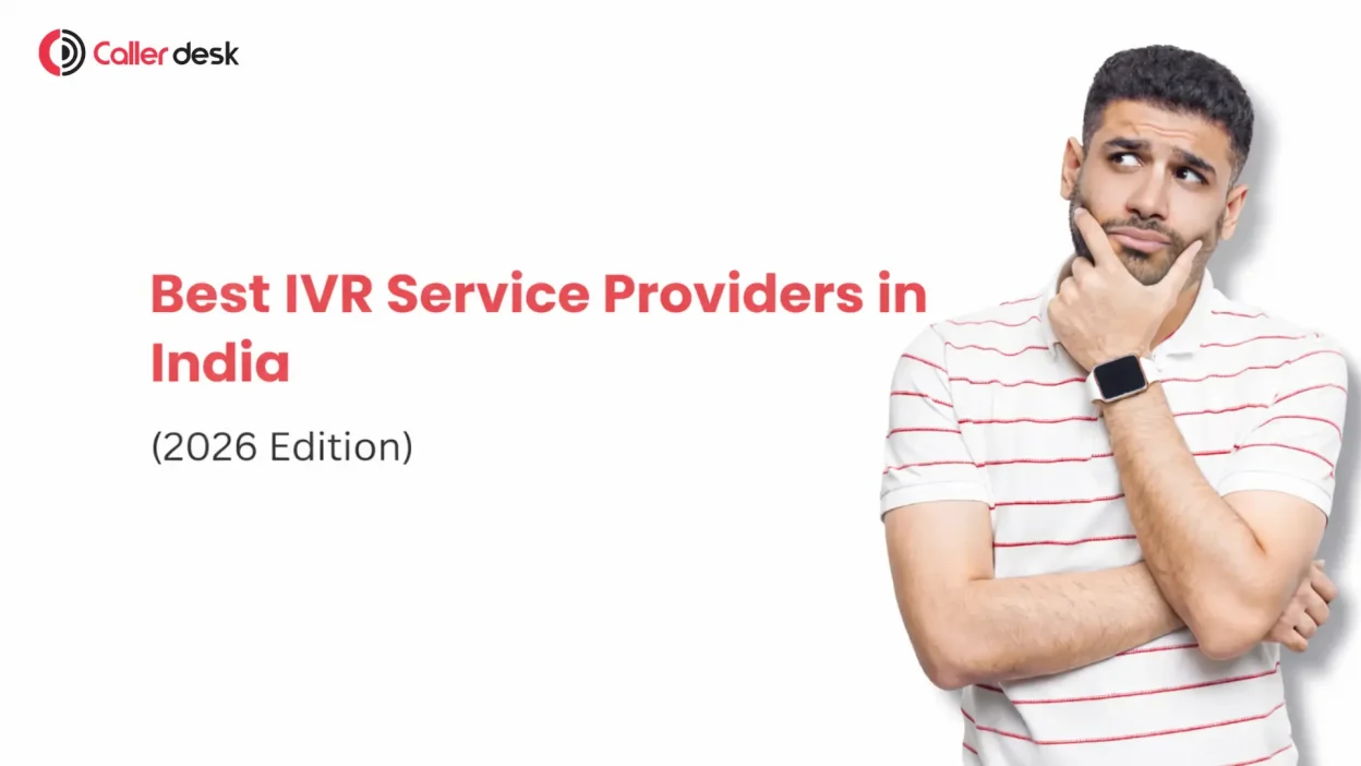 Best IVR service providers in India 2026 edition banner with a thoughtful man and clean white background