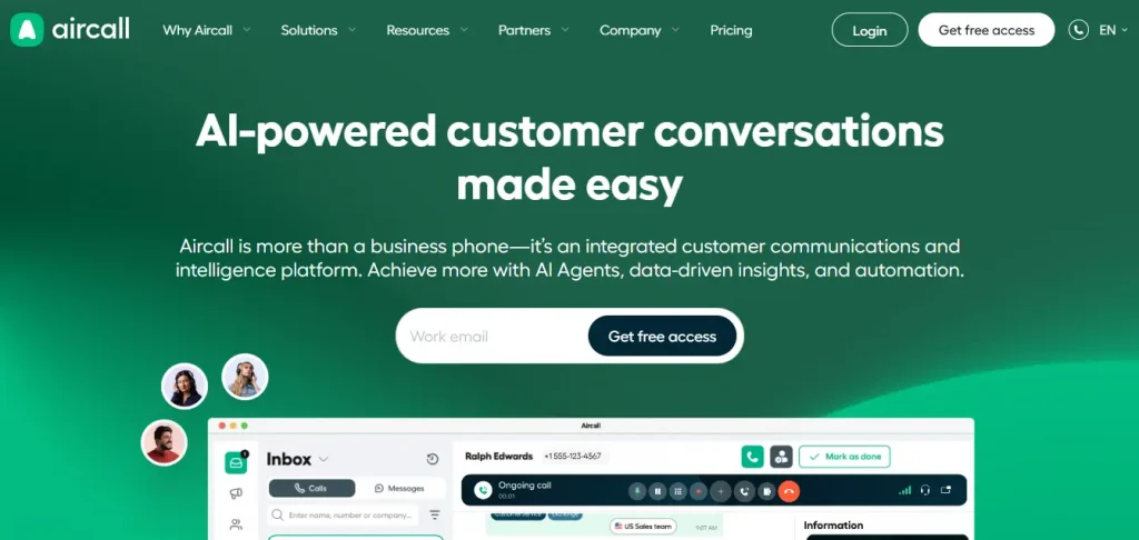 Aircall call management dashboard for sales teams