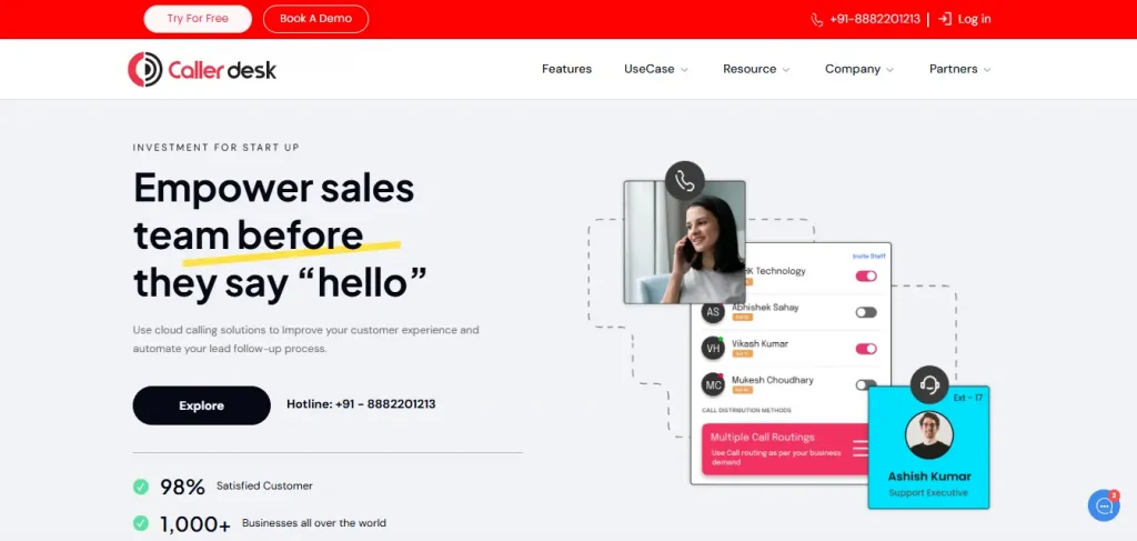 CallerDesk cloud telephony dashboard interface