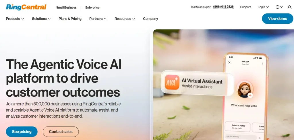 RingCentral unified communication dashboard interface