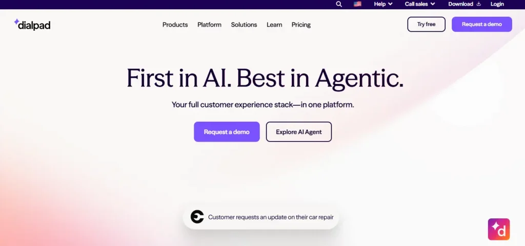 Dialpad AI-powered communication dashboard interface