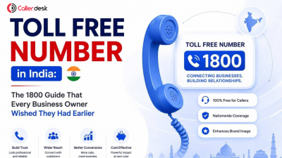 Toll free number in India 1800 guide for businesses - CallerDesk banner showing benefits like trust, wider reach, better conversions and cost effectiveness